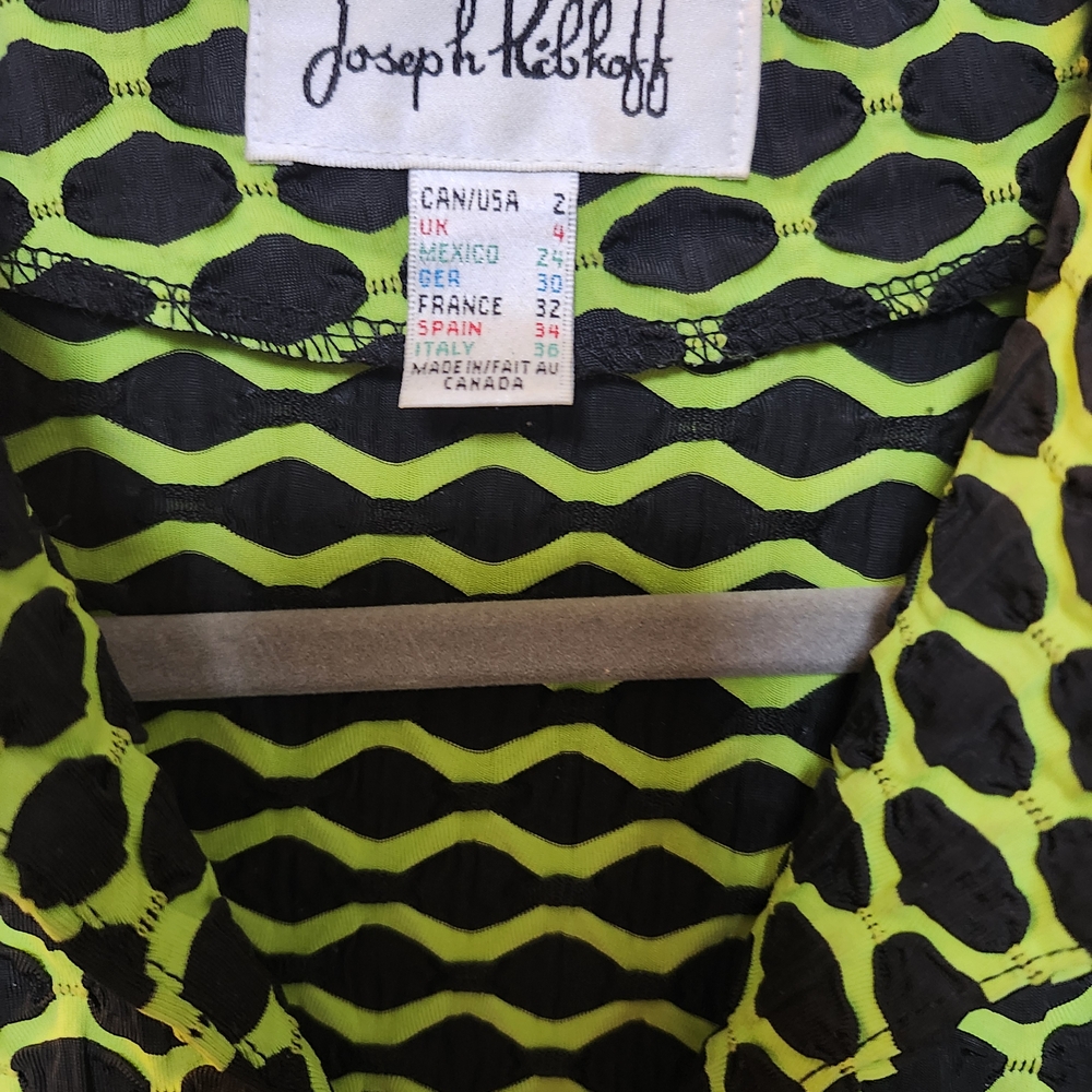 Joseph Ribkoff Black and Lime Patterned Blouse
